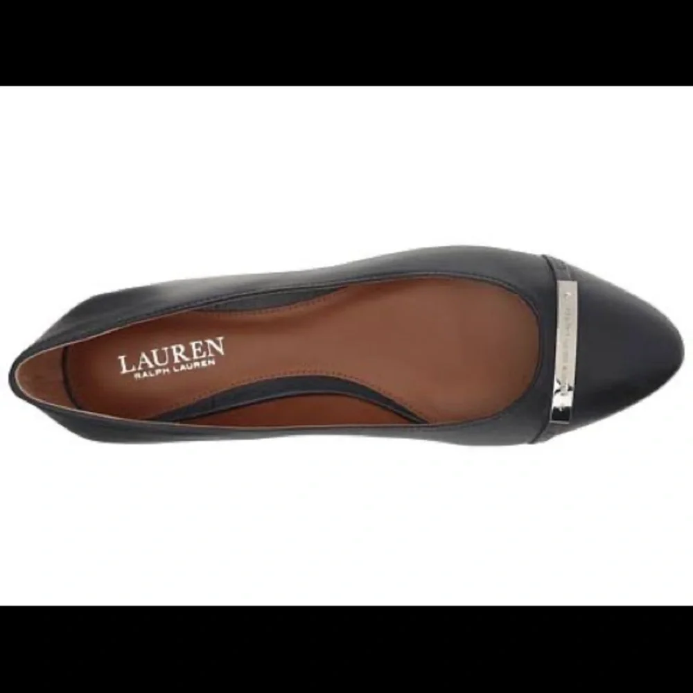 CLEARANCE 🚨 Authentic LAUREN RALPH LAUREN Navy Blue Farrel 100% Leather Flats - Picture 1 of 12